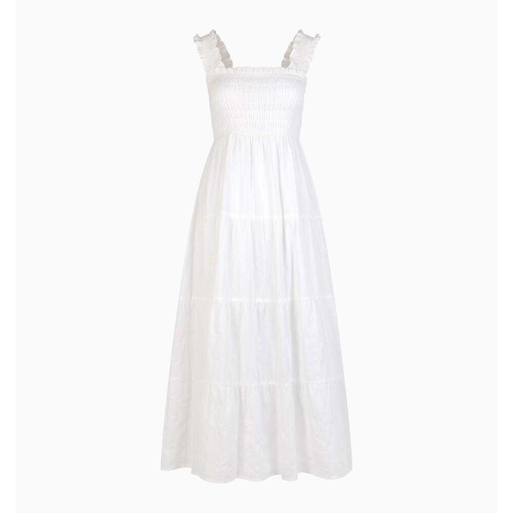 Hill House Home The Kimmy Nap Dress - White Linear Swiss Dot Size LWhite Linear